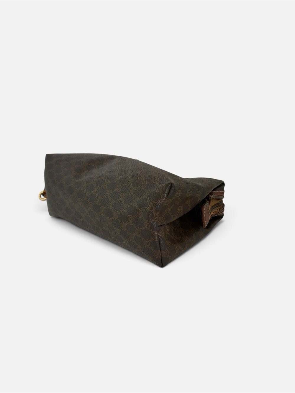 Celine Brown Logo-Print Shoulder Bag with Tortoiseshell Chain - Picture 7 of 11
